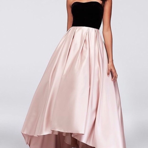 Betsy & Adam Velvet & Mikado Strapless Ball Gown - Picture 6 of 7